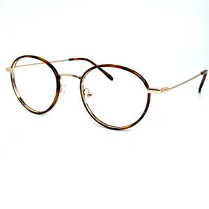 Liingo Saaz LAcer Brown Gold Eyeglasses Frames Womens Round 50-19-140 H949